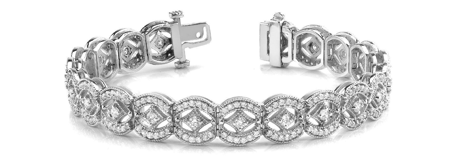 Fancy Diamond Bracelet Ladies 3.74ct tw - 14kt White Gold