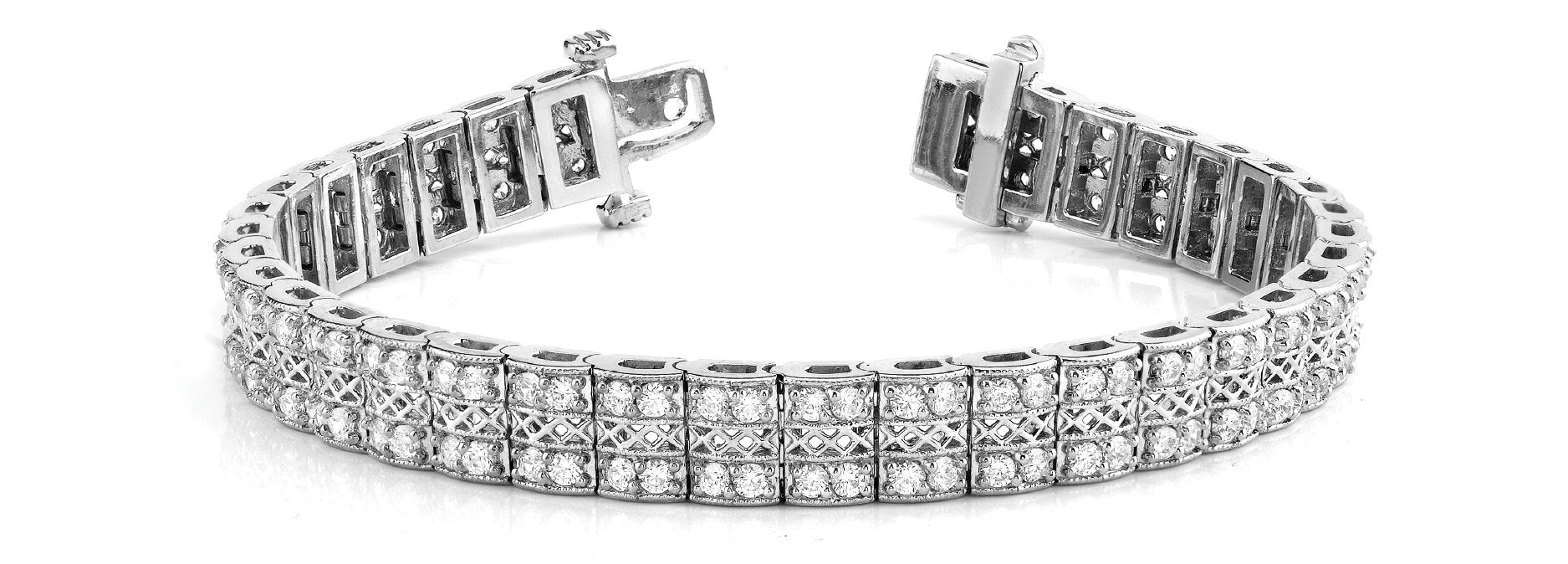 Fancy Diamond Bracelet Ladies 3.61ct tw - 14kt White Gold