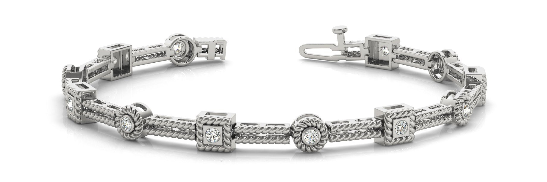 Fancy Diamond Bracelet Ladies 0.57ct tw - 14kt White Gold