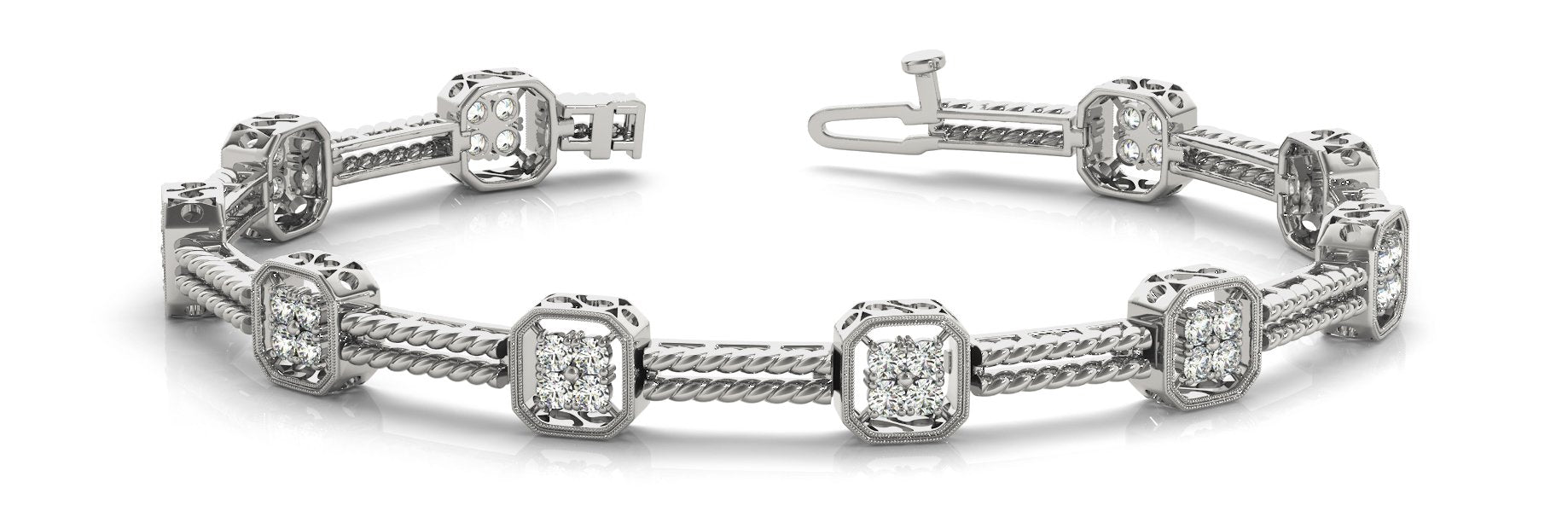 Fancy Diamond Bracelet Ladies 0.94ct tw - 14kt White Gold