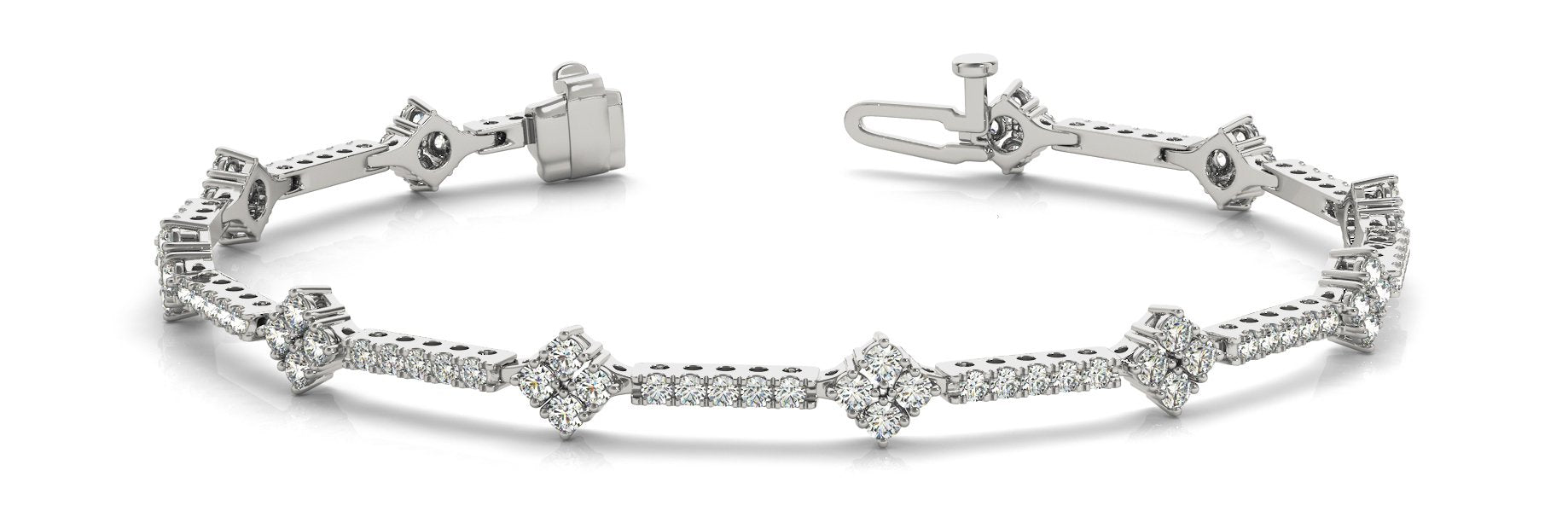 Fancy Diamond Bracelet Ladies 1.68ct tw - 14kt White Gold