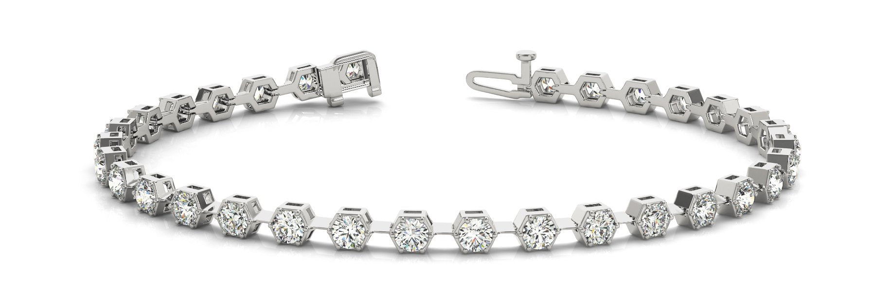Fancy Diamond Bracelet Ladies 1.52ct tw - 14kt White Gold
