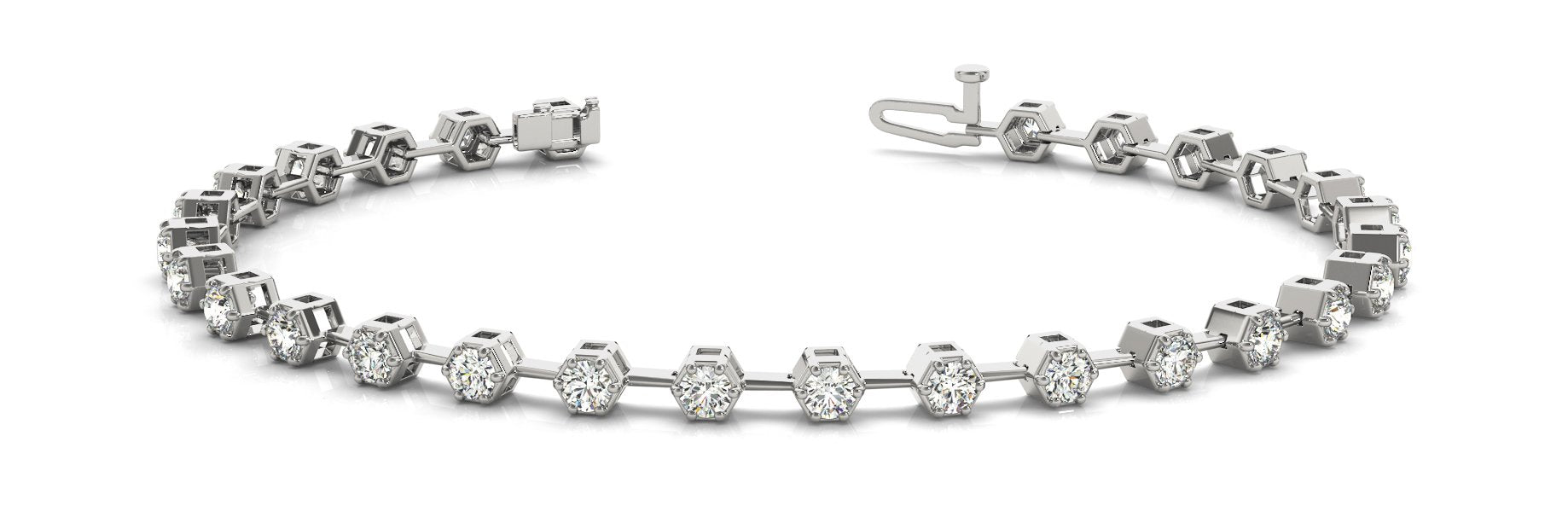 Fancy Diamond Bracelet Ladies 3.34ct tw - 14kt White Gold