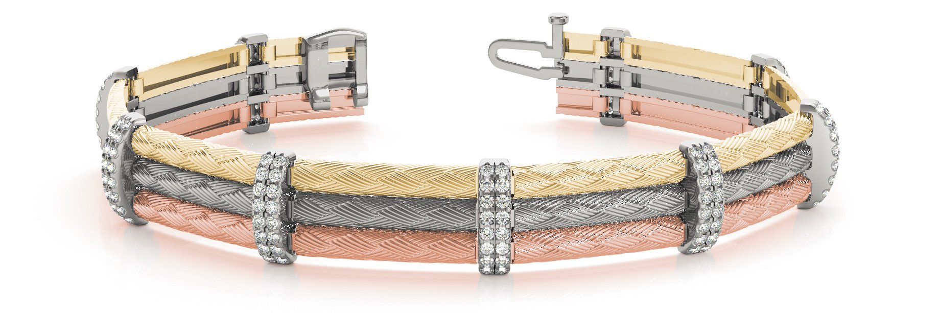 Fancy Diamond Bracelet Ladies 1.71ct tw - 14kt Tri-Tone Gold