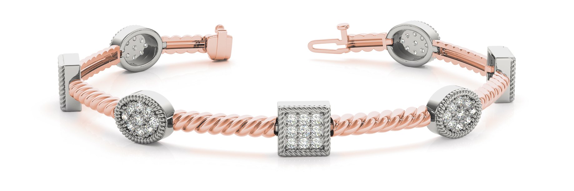 Fancy Diamond Bracelet Ladies 1.67ct tw - 14kt Rose Gold