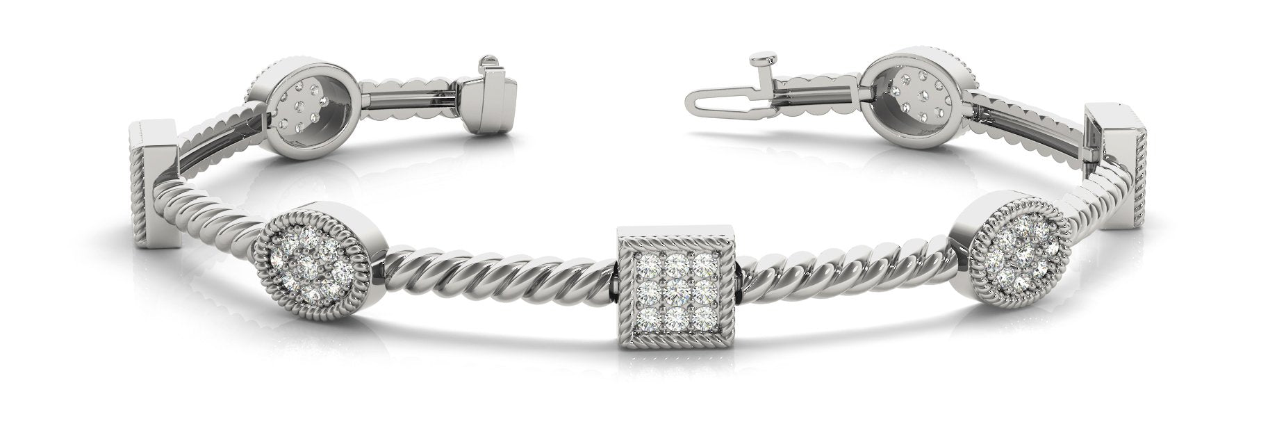 Fancy Diamond Bracelet Ladies 1.67ct tw - 14kt White Gold