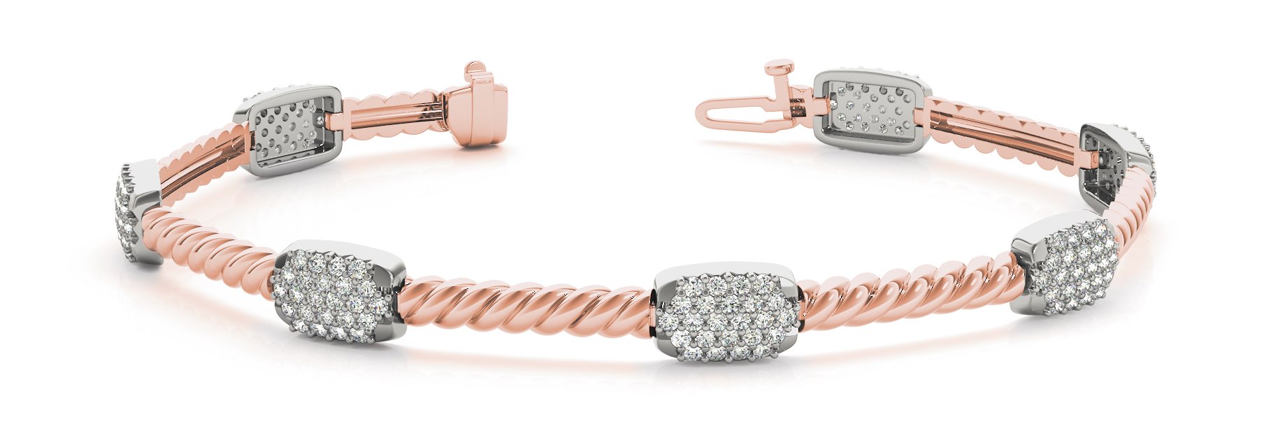 Fancy Diamond Bracelet Ladies 1.98ct tw - 14kt Rose Gold