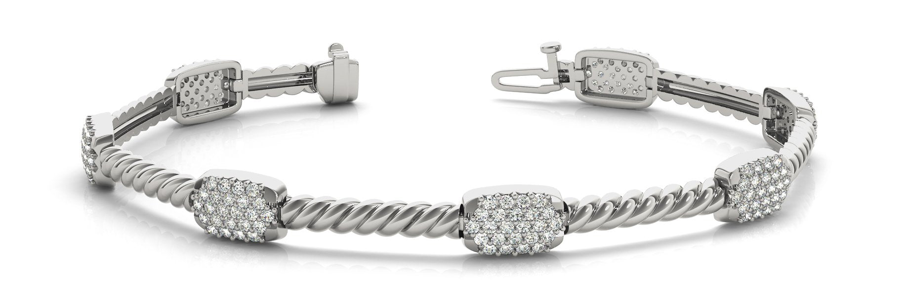 Fancy Diamond Bracelet Ladies 1.98ct tw - 14kt White Gold