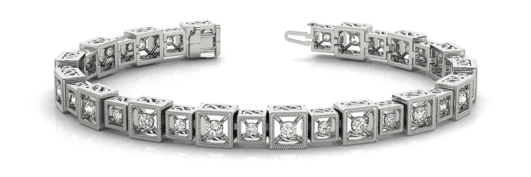 Fancy Diamond Bracelet Ladies 2.21ct tw - 14kt White Gold