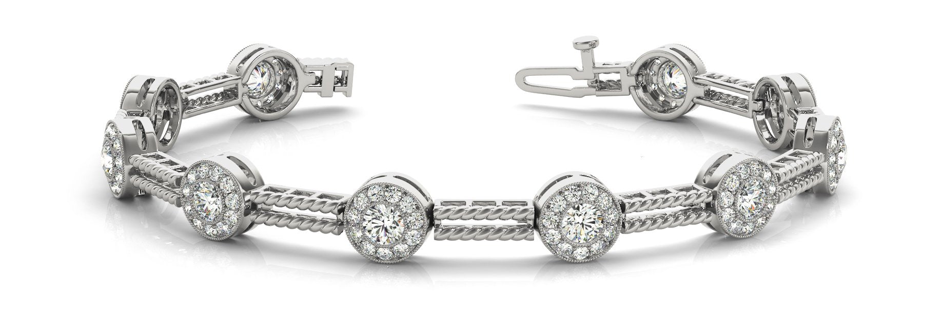 Fancy Diamond Bracelet Ladies 2.67ct tw - 14kt White Gold