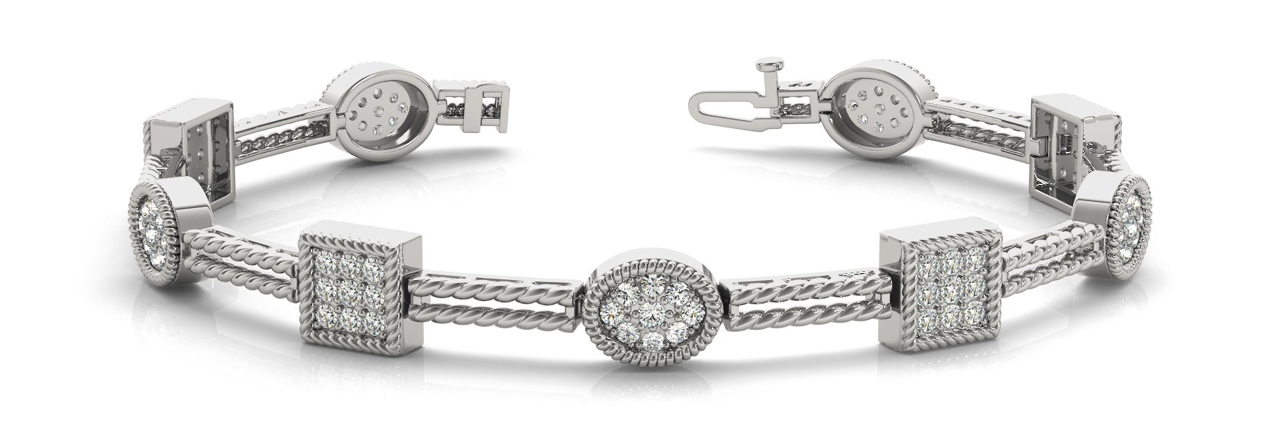 Fancy Diamond Bracelet Ladies 1.93ct tw - 14kt White Gold