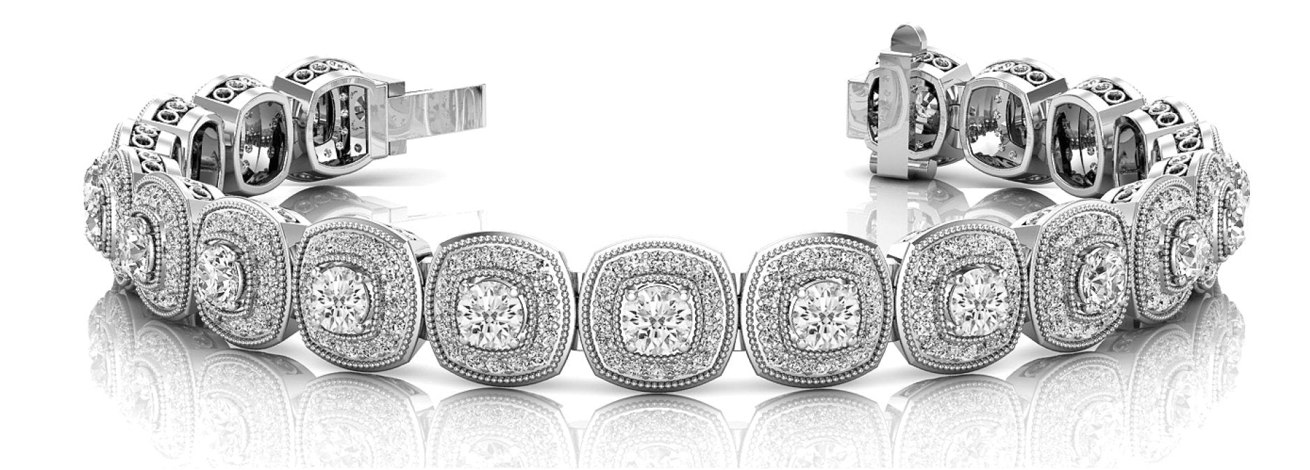 Fancy Diamond Bracelet Ladies 7.46ct tw - 14kt White Gold