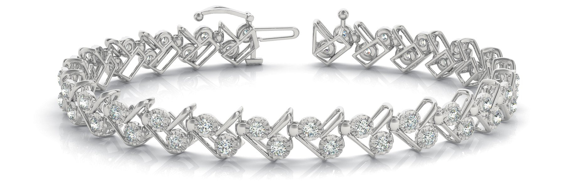 Fancy Diamond Bracelet Ladies 1.22ct tw - 14kt White Gold