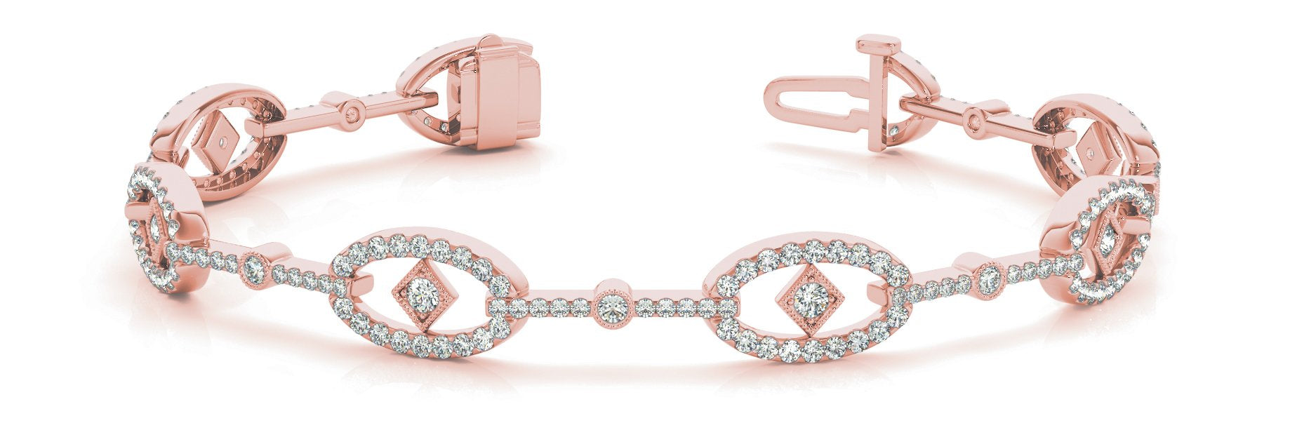 Fancy Diamond Bracelet Ladies 2.19ct tw - 14kt Rose Gold