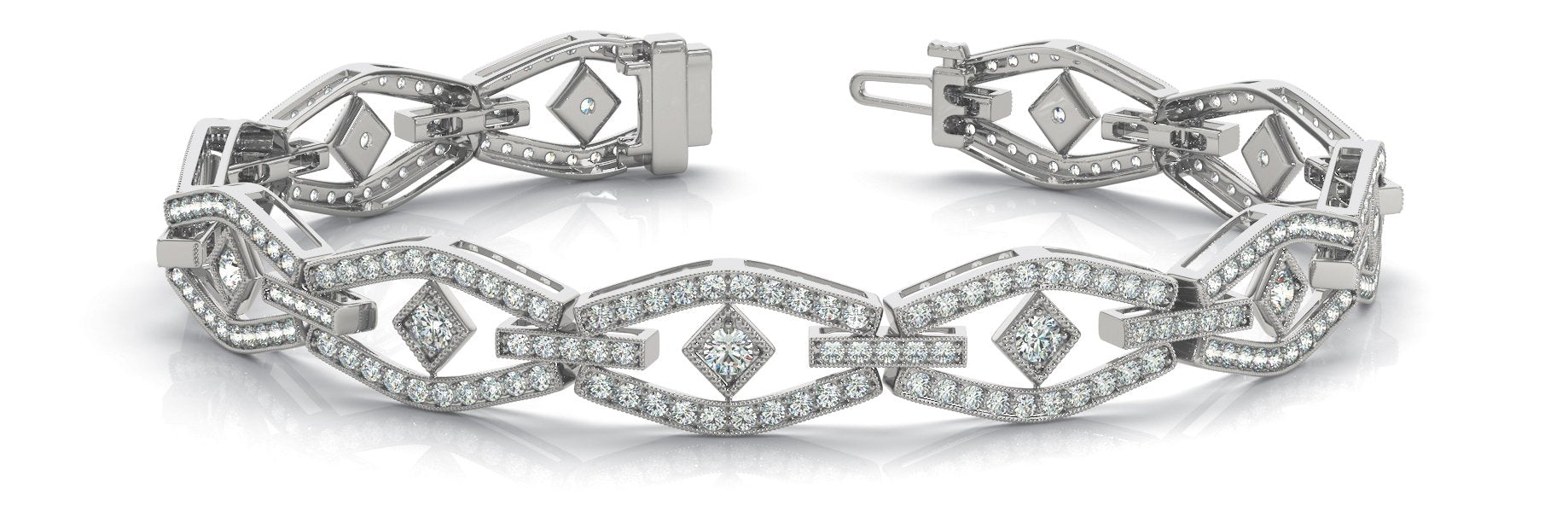 Fancy Diamond Bracelet Ladies 3.52ct tw - 14kt White Gold