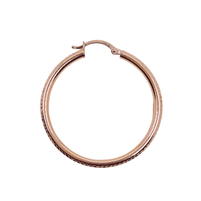 14kt Gold Hoop 38MM Diamond cut hoop 2.5MM thick