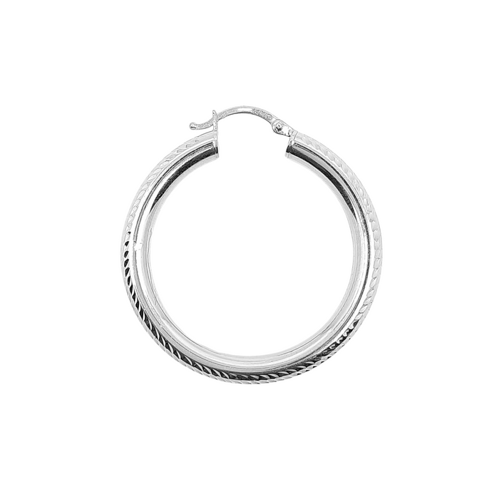 14kt Gold Hoop 38MM Diamond cut hoop 4MM thick