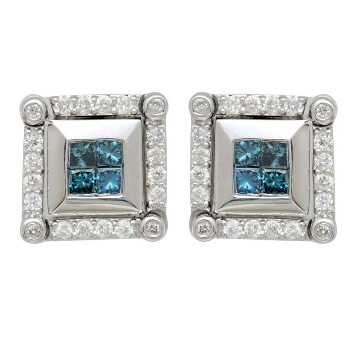 Blue and White Diamond Earring Reversible 1.25cttw 14kt Gold