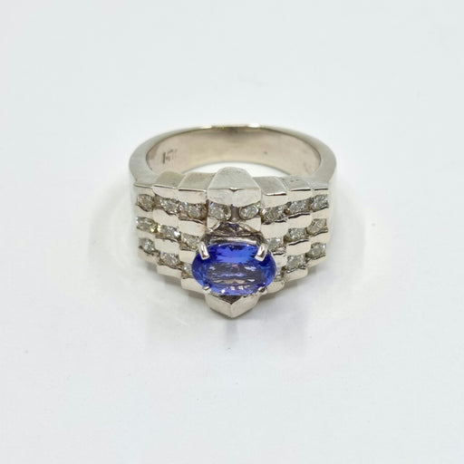 Men's ring Tanzanite 1.35ct with Diamonds 1.00ct in 14kt Gold
