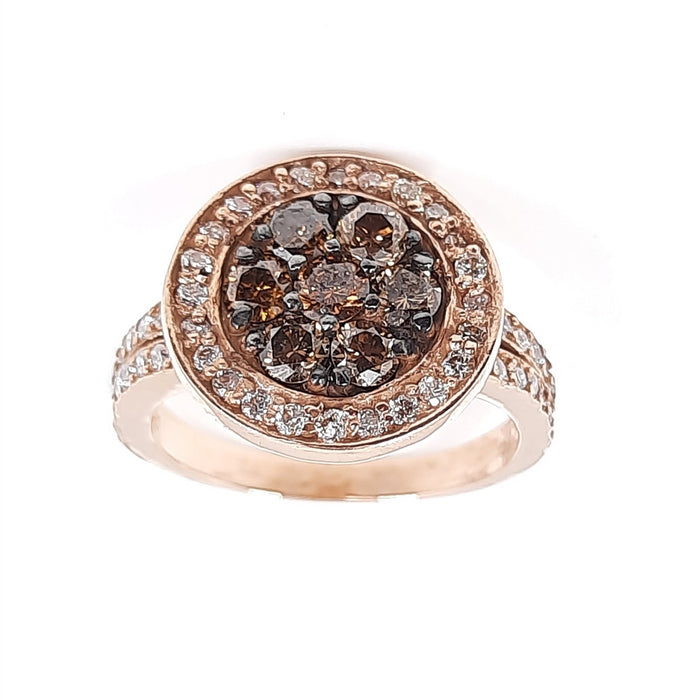 Amante Choco and White Diamond Ring 1.40cttw 14kt Gold