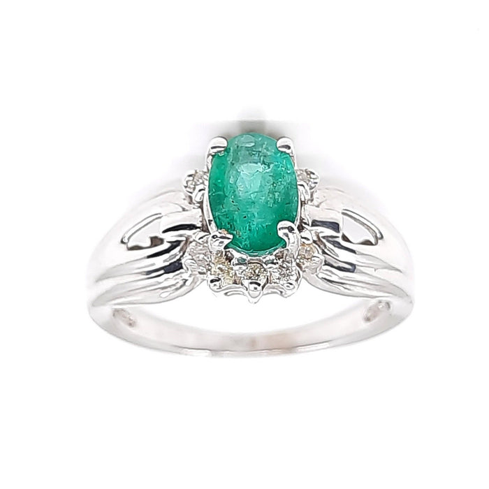 Emerald 0.80ct tw and Diamond 0.15ct tw Women's Ring in 14kt Gold