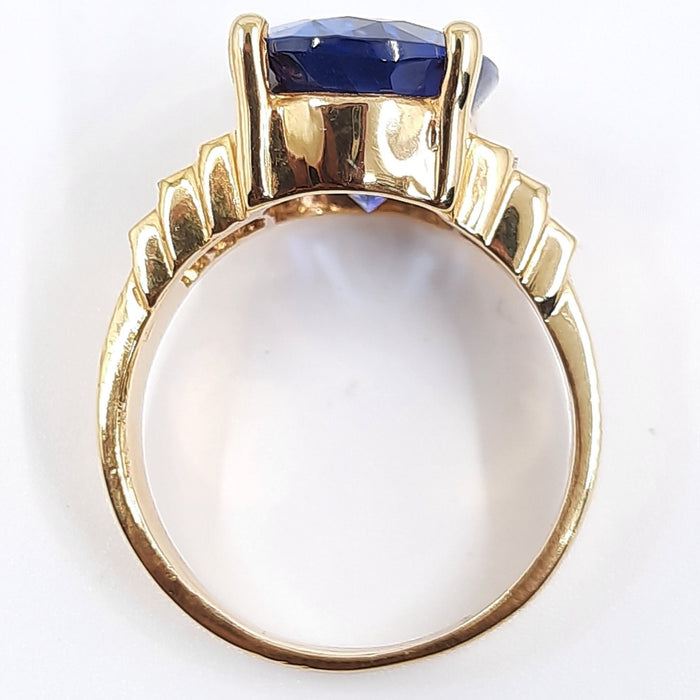 Tanzanite 7.01ct tw Ring with 0.70 Diamonds in 14kt Gold