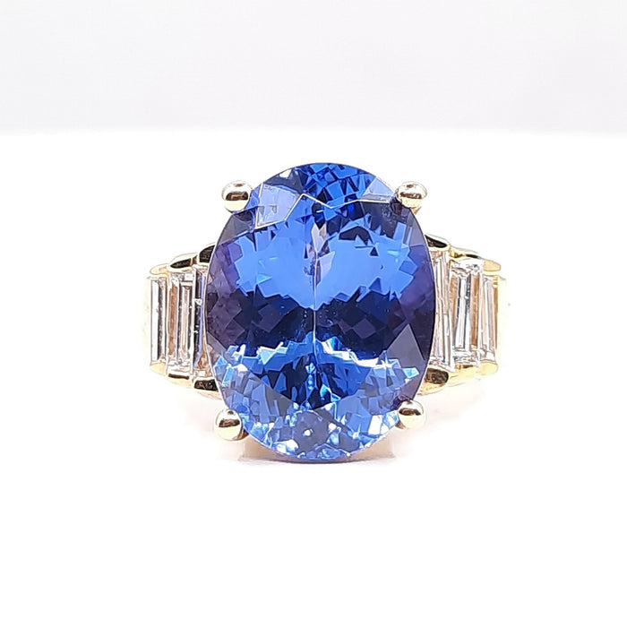 Tanzanite 7.01ct tw Ring with 0.70 Diamonds in 14kt Gold