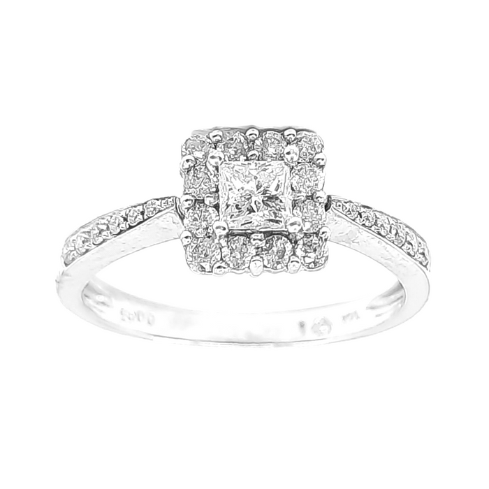Princess & Round Diamond 0.85ct tw Engagement Ring Women's 14kt Gold