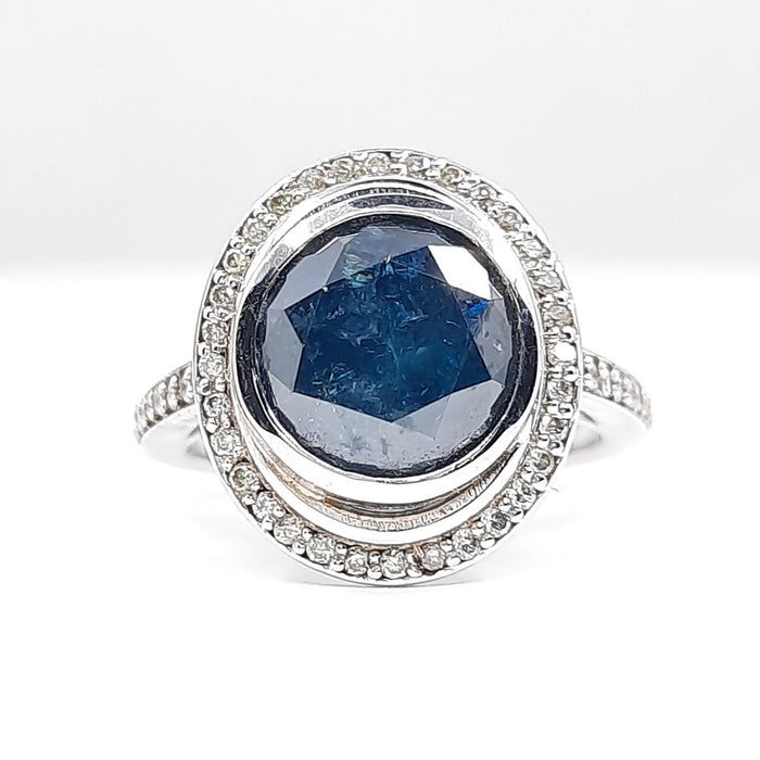 Blue and White Diamond Ring 4.30cttw 14kt Gold