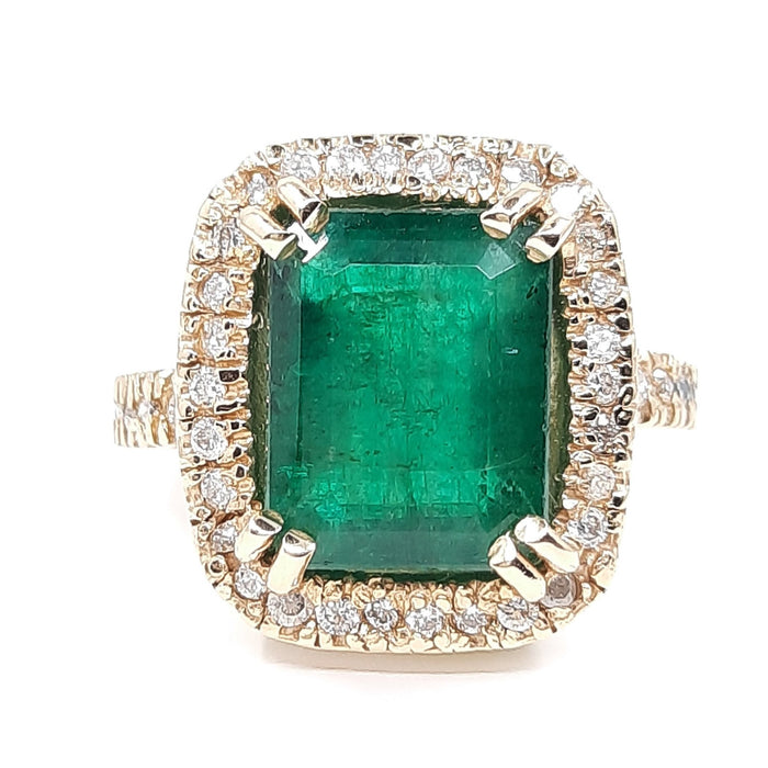 Emerald 5.51ct tw and Diamond 0.50ct tw Women's Ring 14kt Gold