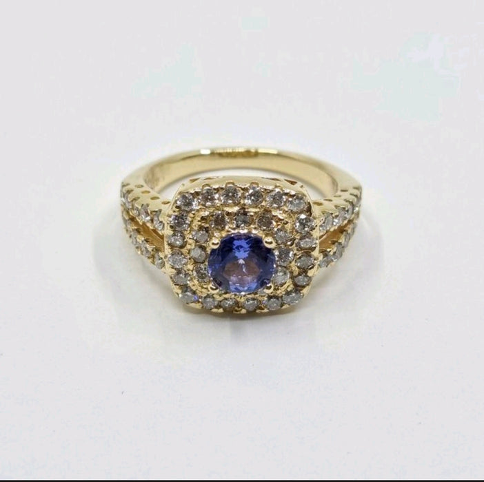 Tanzanite 1.00 ct tw Ring with 1.10 Diamonds & 14kt Gold
