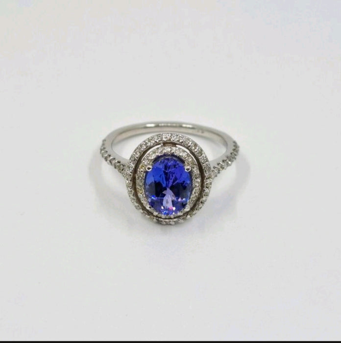 Tanzanite 1.35 ct tw Ring with 0.45 Diamonds & 14kt Gold