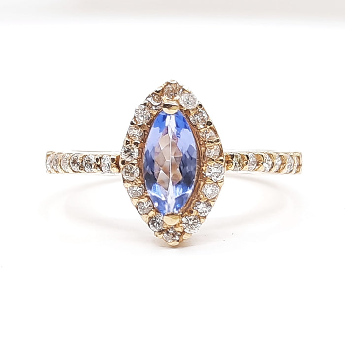 Tanzanite 0.50 ct tw Ring with 0.30ct tw Diamonds in 14kt Gold