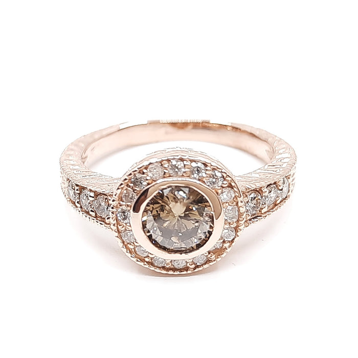 Choco 0.80cttw and Diamond 0.40cttw Ring 14kt Gold