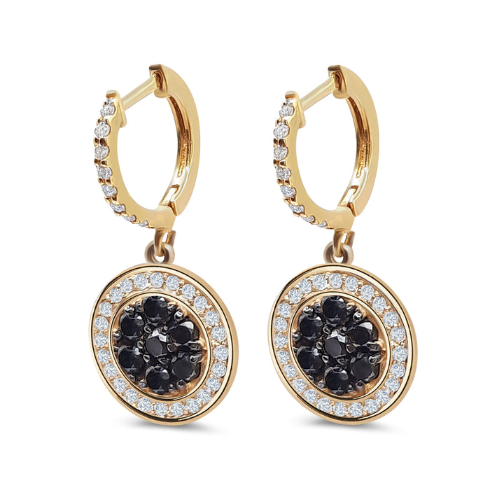 Amante Diamond Earrings 2.05ct tw with Black Diamonds 14kt Gold