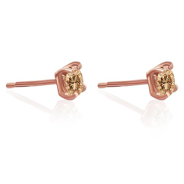 Choco Diamond Stud Earrings Round 0.55 ct tw 14kt Gold Rose