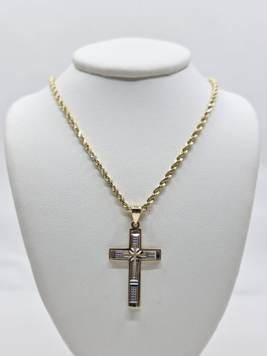 14kt 2Tone CutOut Cross Pendants