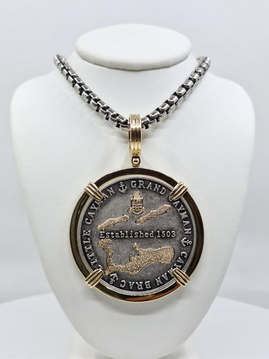 Large 2" Cayman Coin with 18kt Gold and 14kt Gold Frame