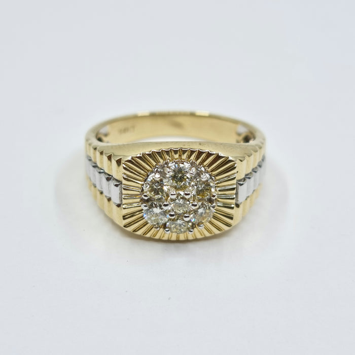 Men's Ring Diamonds 0.85 ct tw 14kt Gold Yellow & White Gold