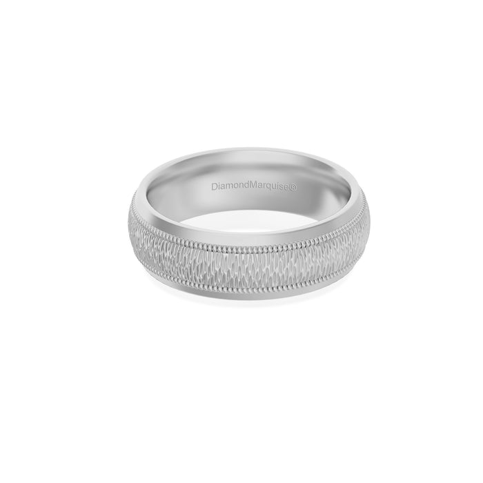 Wedding Band 14kt Gold Milgrain 6MM Hammered Florentine Gold