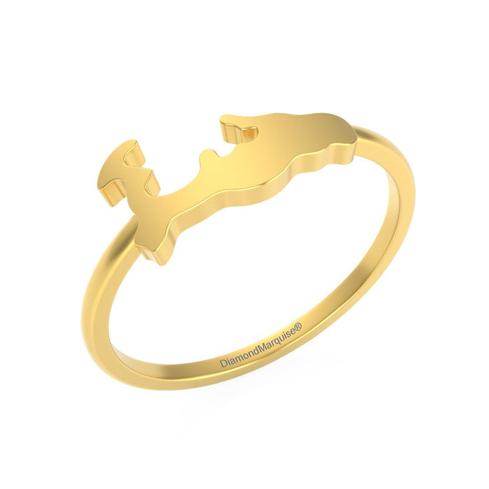 14kt Gold Solid Cayman Map Ring