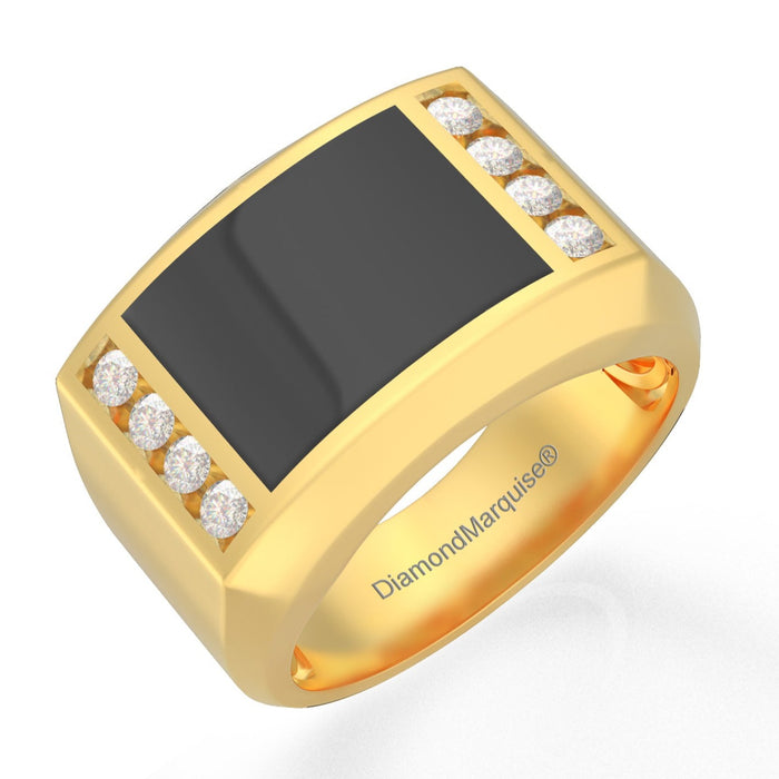 Men's Diamond Ring 1.05 ct tw 14kt Gold & Black Onyx