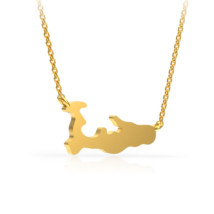 Cayman Map Small Necklace 14kt Yellow Gold