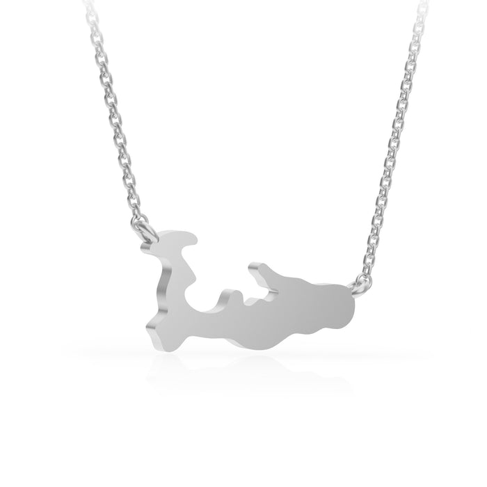 Cayman Map Small Necklace 14kt White Gold