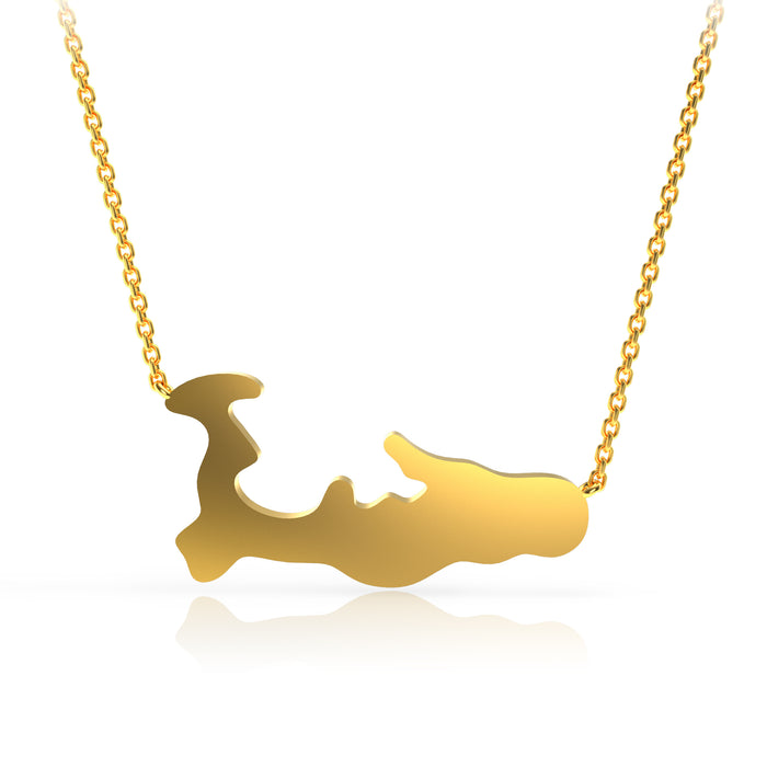 Cayman Map Large Necklace 14kt Yellow Gold