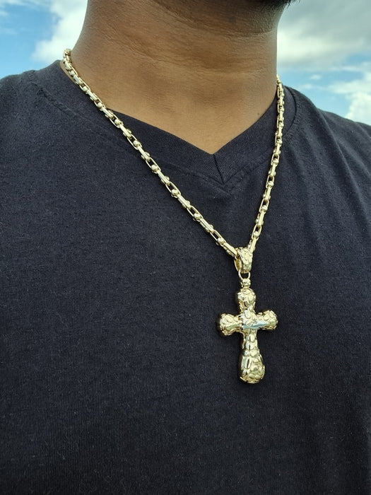 14kt Gold Cross Pendant with Cayman Map