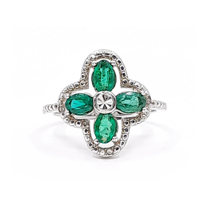 Emerald 0.80ct tw and Diamond 0.05ct tw Women's Ring 14kt Gold