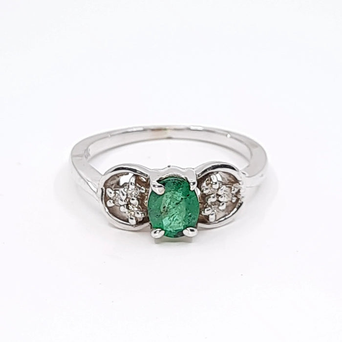 Emerald 0.45ct tw and Diamond 0.10ct tw Women's Ring 14kt Gold