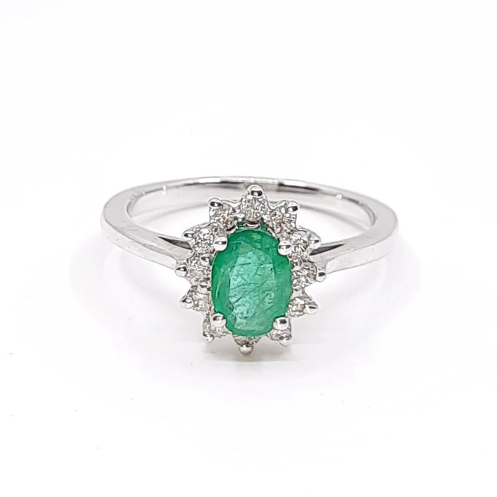 Emerald 0.80ct tw and Diamond 0.30ct tw Women's Ring 14kt Gold