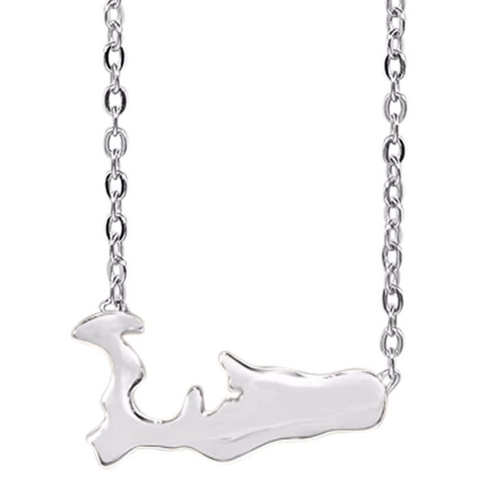Cayman Map Large Necklace 14kt White Gold